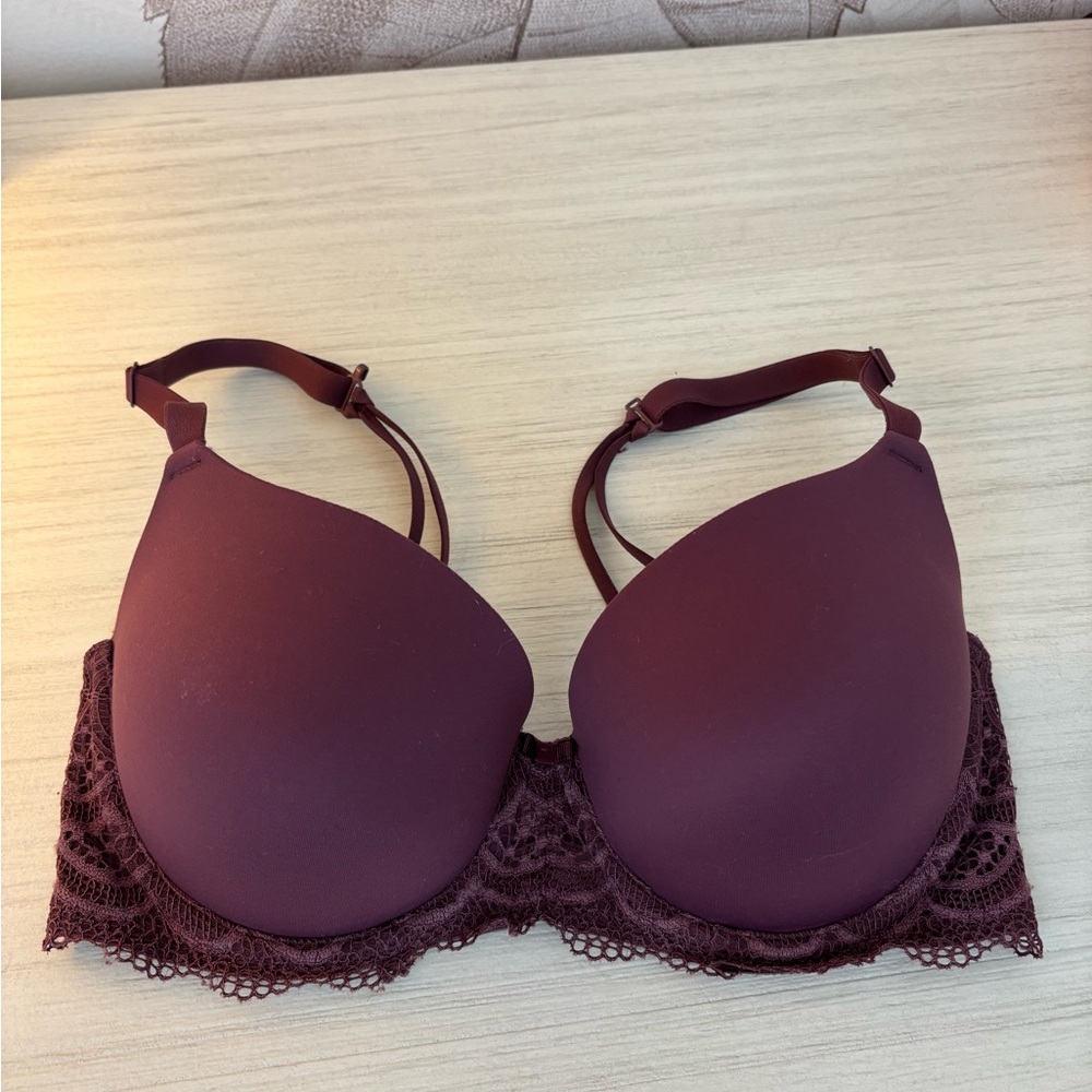 Auden Lace Trimmed Bra in Rich Burgundy